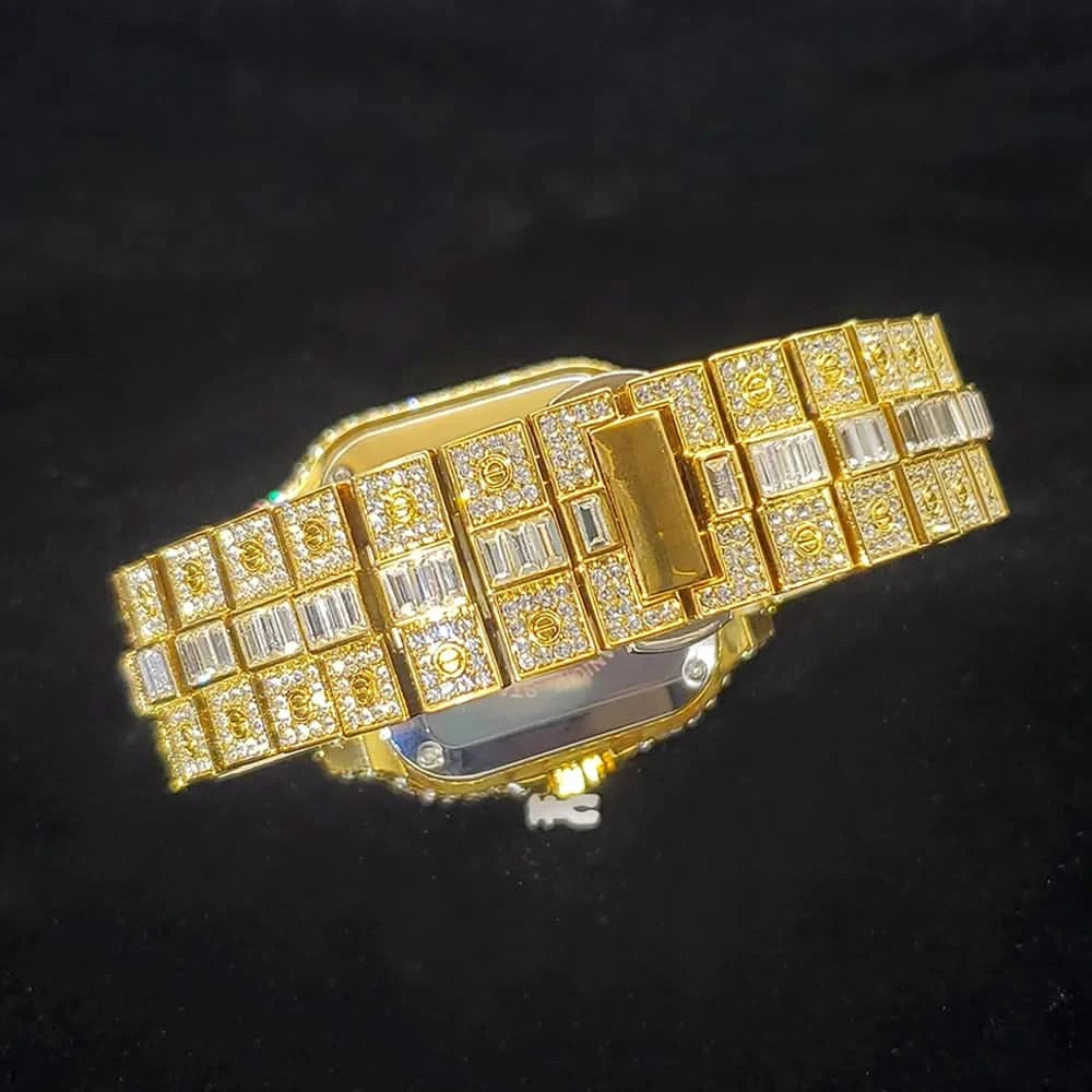 Luxury Original Brand Men Watch Fashion Bling Diamond Inlay Square Wristwatch Hip Hop Iced Out Man Jewelry Clock - M & M Global
