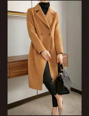 Plus Size Women's Mid-Length Woolen Coat 2025 Spring Autumn Slim Fit Woolen Coat Outerwear Pure Color Korean Casual Style But...