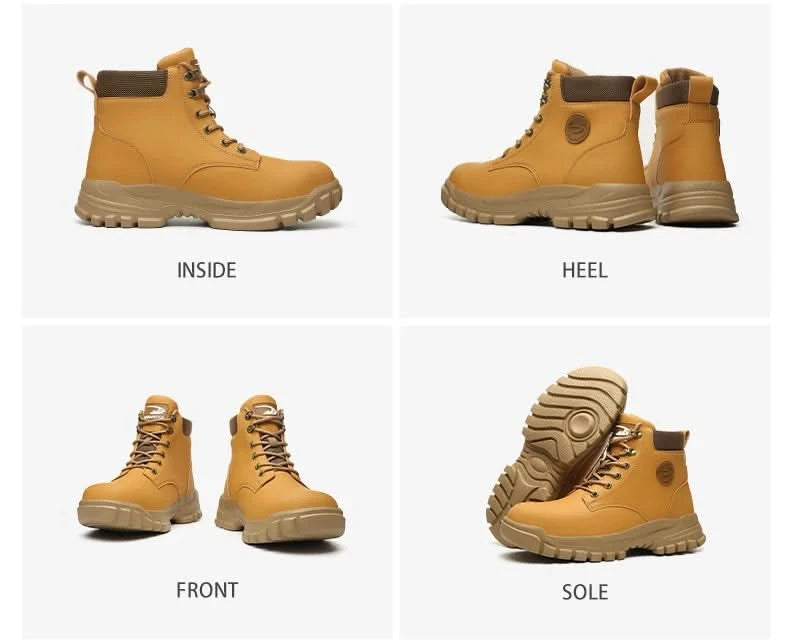 Mens Puncture-Proof Steel Toe Safety Boots Oil & Slip-Resistant Industrial Shoe Outdoor Work Shoes for Mechanics & Construction