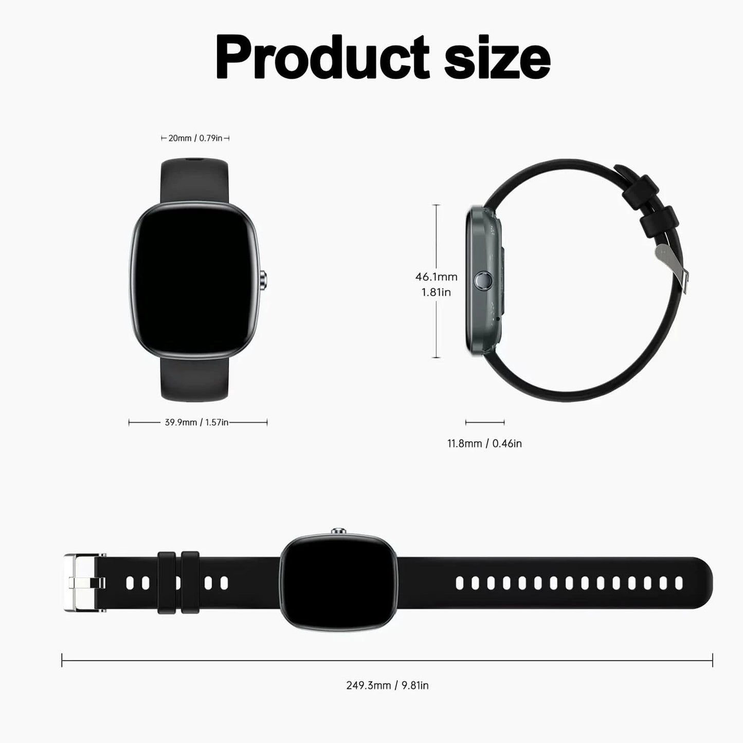 Smart watch, custom wallpaper, call reminder/rejection, multiple sports modes, music playback, unisex, suitable for iOS/Android