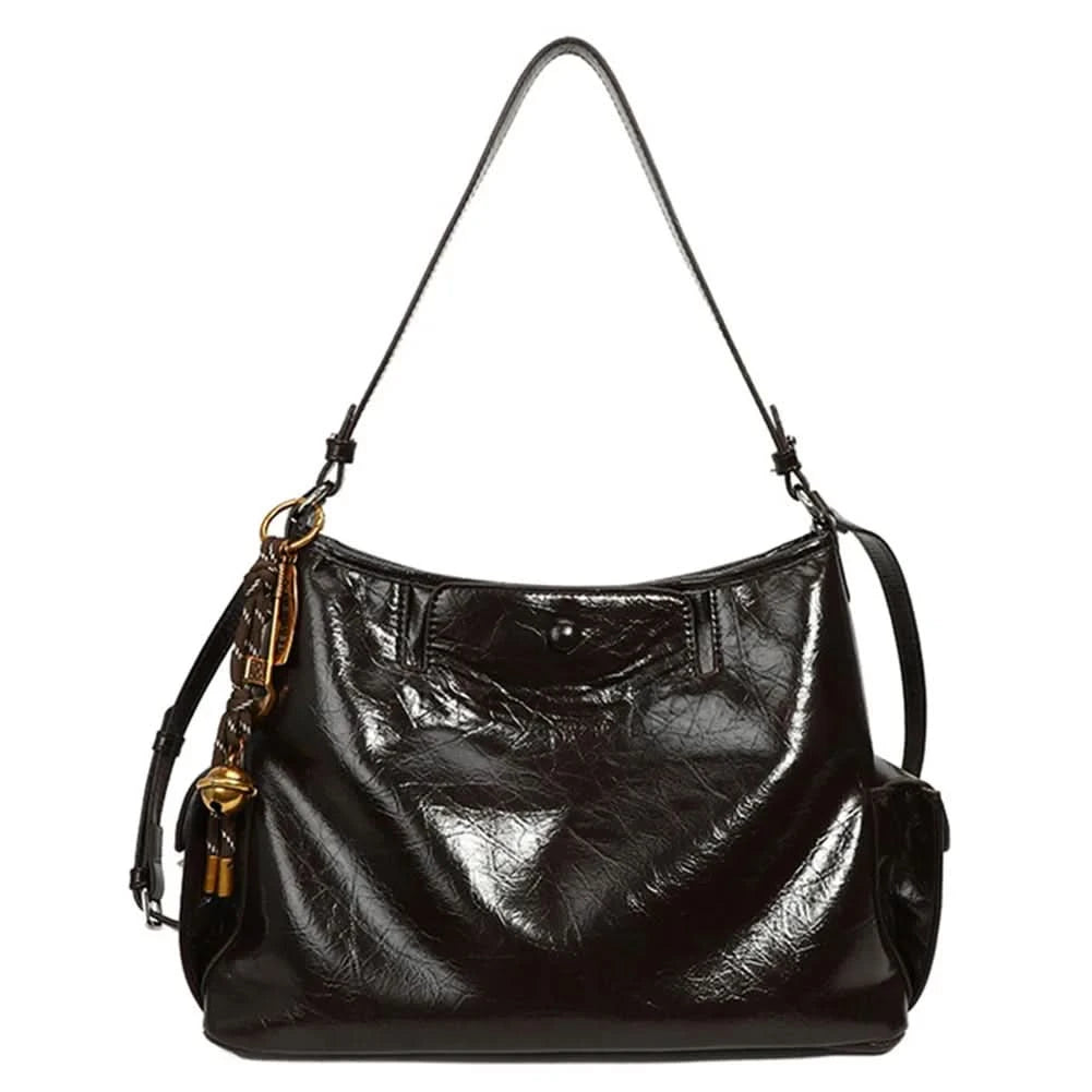 Women Casual Underarm Bag with Pendant Retro Crossbody Bag PU Leather Trendy Tote Bag Travel Shopping Work Date Bag - M & M Global