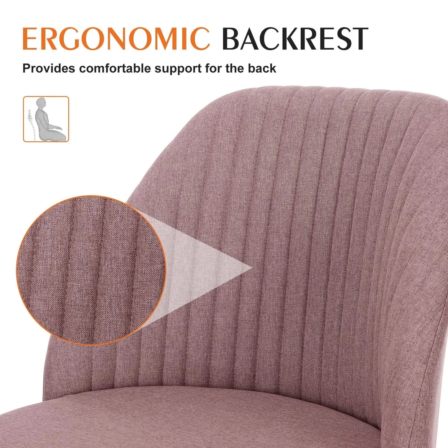 JHK Armless Small Desk Office Chair Cute Vanity Swivel Chair with Back Modern Fabric with Wheels Swivel Task Home Gaming Chair