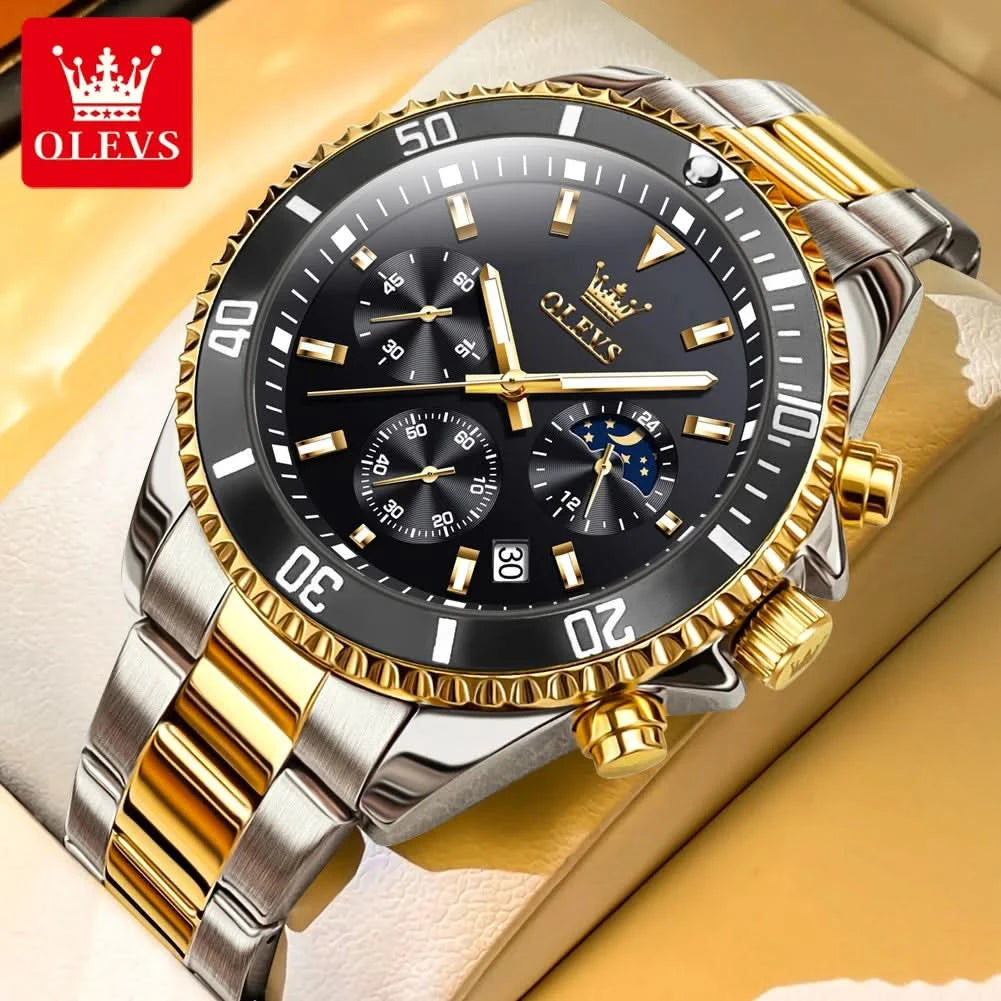 OLEVS Watches For Men Classic with Date Dress Luxury Big Face Waterproof Luminous Men's Wrist Watch Stainless Steel Men Watch - M & M Global