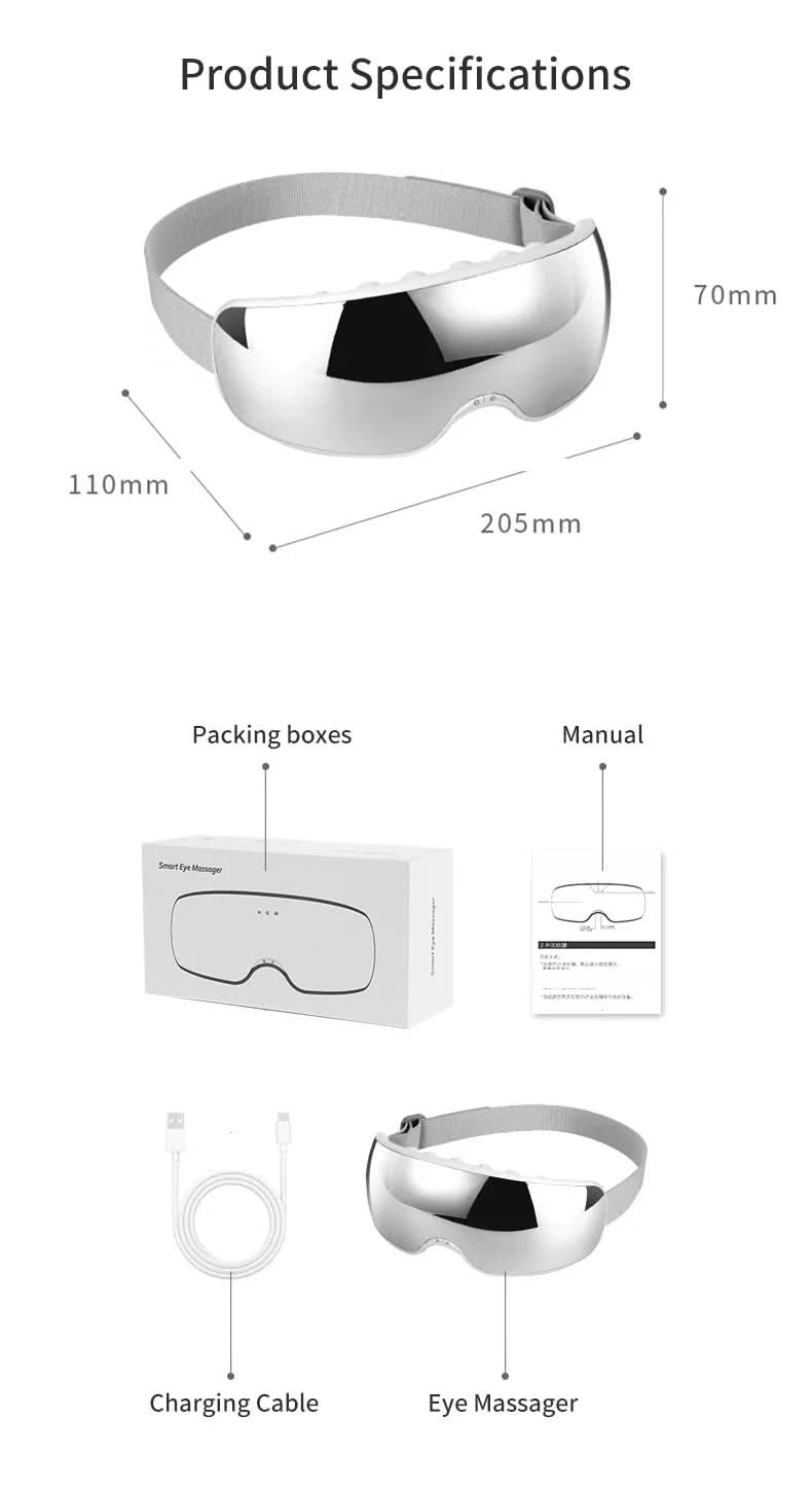 Eye Massager Acupoint Vibration Pulse Hot Compress Eye Care With Bluetooth Music Relieve Fatigue Visible Eye beauty instrument - M & M Global