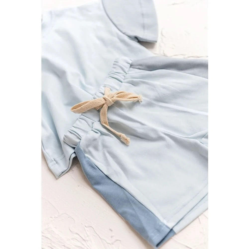 New Summer Cotton Toddler Short Sleeve T shirt And Shorts Set Baby Boys Girls Clothes Stitching Color Casual Tops Outfits 2PCS - M & M Global