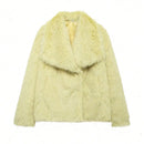 HH Women Elegant Faux Fur Coat Warm Fluffy Loose Long Sleeve Lapel Jacket Autumn Winter Fashion High Street Lady Outerwear