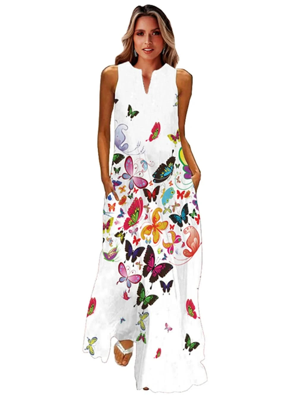 Lady Spring Summer Black Long Dress Sleeveless Red Petals Print Elegant Dresses For Women 2023 Party Beach Women Dress - M & M Global