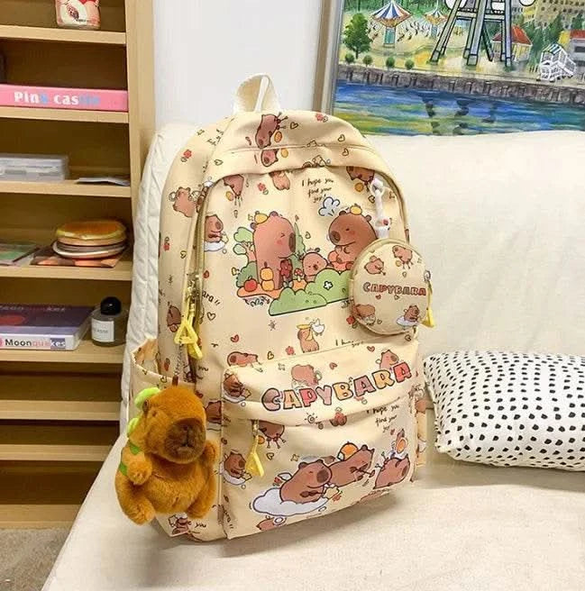 Cute Capybara Backpack for Girls Boys Student Teenager Children's Rucksack Women Cute Casual School Bags Kids Birthday Gift Toy - M & M Global