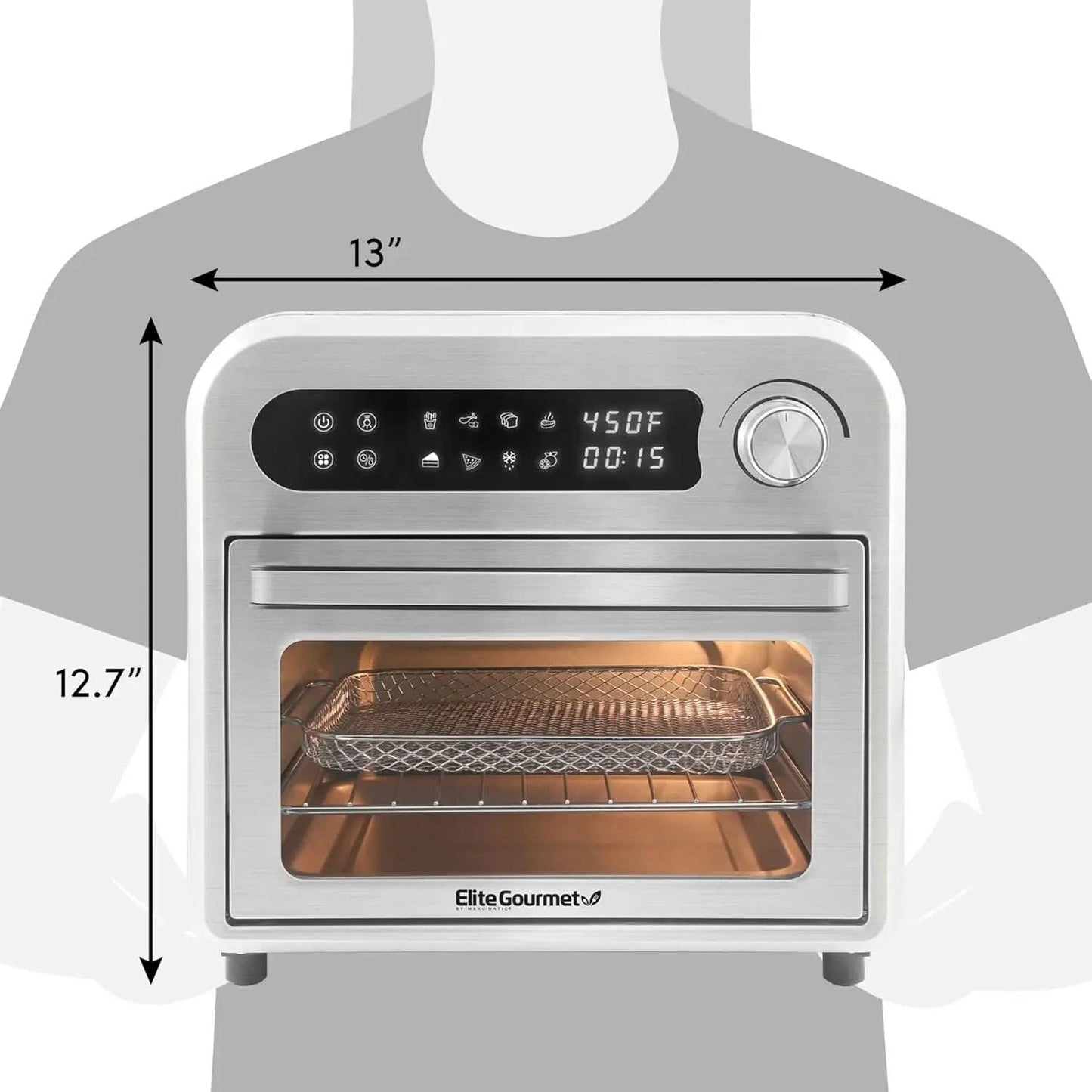 EAF1010D Programmable 10L Air Fryer Convection Countertop Oven, 8 Menu Settings, Temperature + Timer Controls, Bake, Toast, Broi - M & M Global