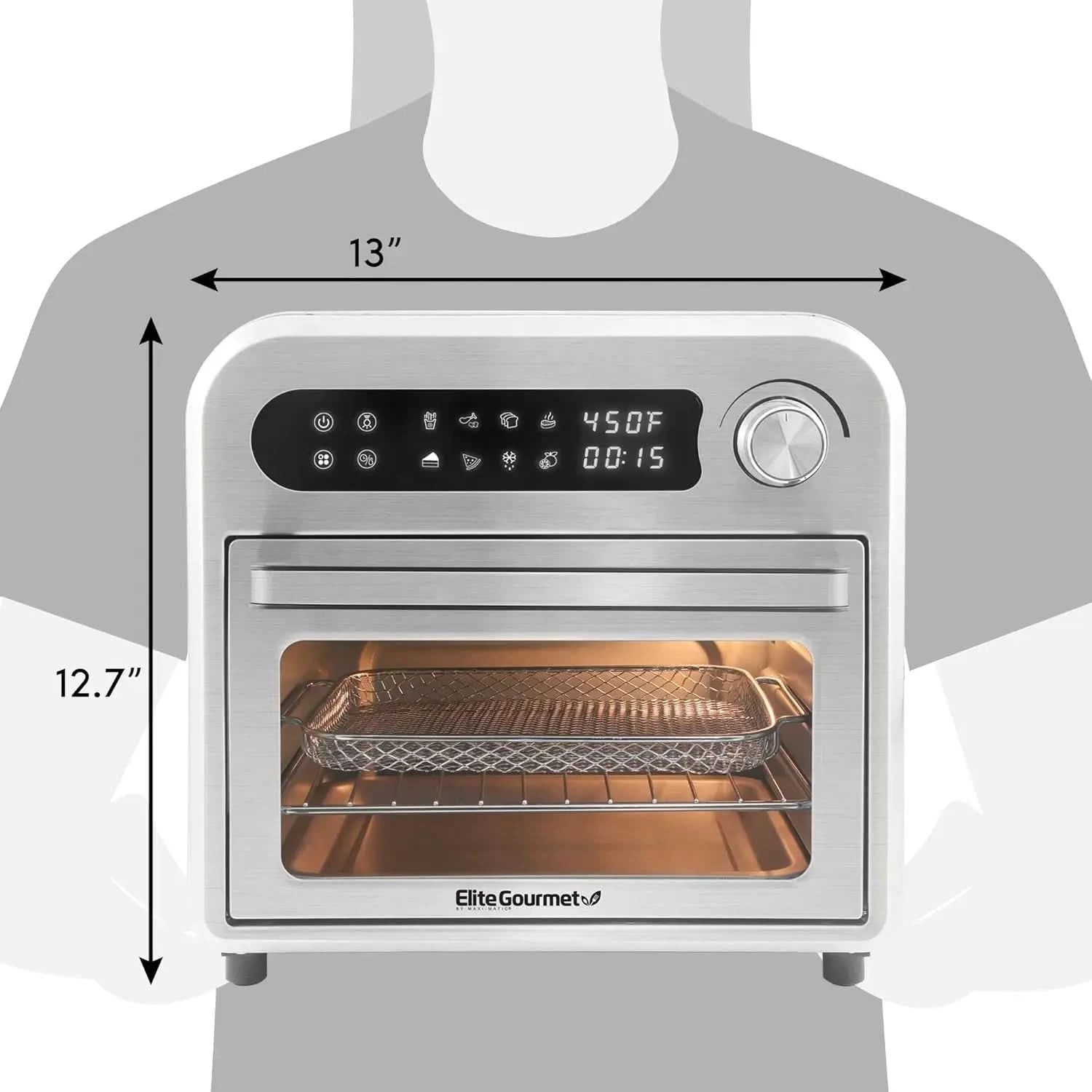 EAF1010D Programmable 10L Air Fryer Convection Countertop Oven, 8 Menu Settings, Temperature + Timer Controls, Bake, Toast, Broi - M & M Global