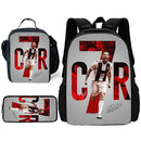 pcs set Football CR7 Star Child School Backpack with Lunch Bags Pencil Bags School Bags for R-Ronaldos Boys Girls Best Gift - M & M Global