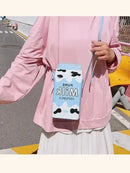 Fashion cartoon milk carton shape ladies shoulder bag, cartoon mobile phone bag. - M & M Global