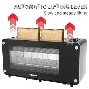 Toaster 2 Slice, Toaster Long Slot with Glass Window Bagel Toasters, Artisan Bread Toaster Stainless Steel Wide Slot with Automa - M & M Global