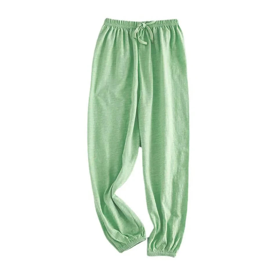 Boy Girl Breathable Bamboo-Cotton Long Pants for Children Unisex Style Elastic Waist Summer Sleepwear Kids Nightwear Trousers - M & M Global