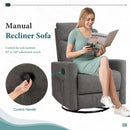 JHK Swivel Rocking Living Room Sofa Manual Upholstered Seating Recliner Angle Adjustable with Extra Large Footrest for Bedroom