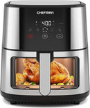 Easy-View Air Fryer - 8 Qt Family Size with Viewing Window, One-Touch Digital Control with 4 Presets, Nonstick & Dishwasher Safe - M & M Global