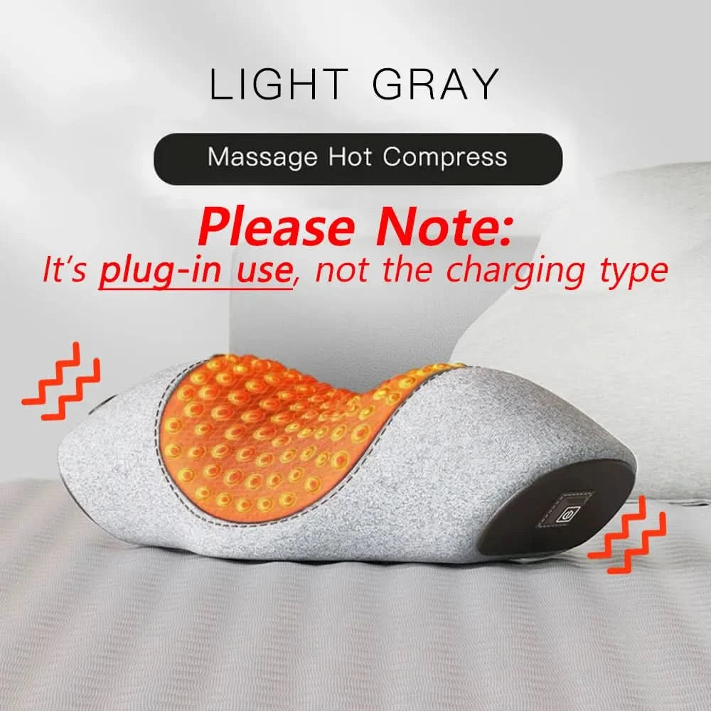 Electric Neck Massager Pillow Cervical Stretcher Heating Vibration Massage Back Traction Orthopedic Sleeping Pillows Support - M & M Global
