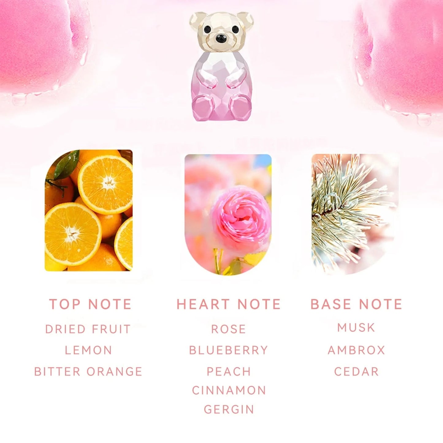 Bear Eau De Parfum Spray fragancia natural con caja de regalo, un perfume personal encantador para mujeres y hombres de 75ML