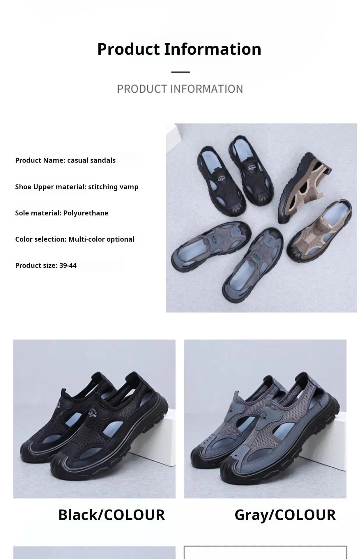 Summer New Men's Baotou Casual Net Surface Breathable Beach Shoes Lightweight Non-slip Sandals for Men sandal casual sneakers - M & M Global