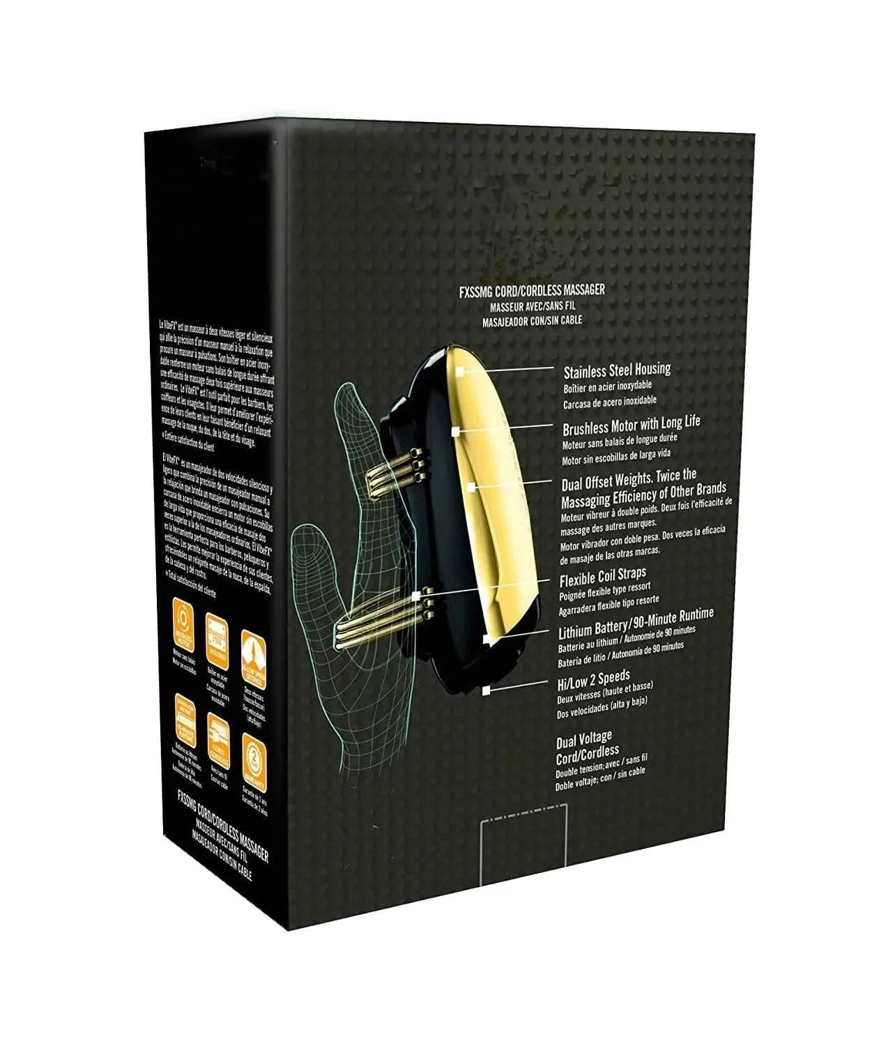 Cordless Metal Handheld Heat Massager Men's Barberology Massager USB Charge Vibration Professional Head Massage 2 Massage Nodes - M & M Global