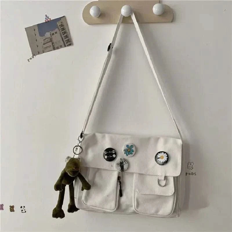 2025 Young Unisex Canvas Messenger Bag Postman Student Shoulder Bag Phone Bookbag Handbags Japanese style Daily Crossbody Bag - M & M Global