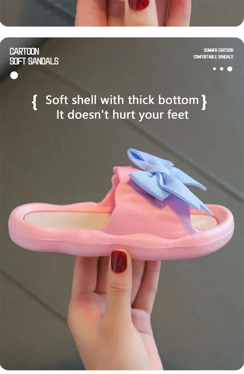 Summer New Kids Home Shoes Anti Slip Soft Sole Girls Bath Slipper Cartoon Cute Flower Bow Princess Slippers Children Beach Shoes - M & M Global