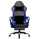 Gaming Chair with Pocket Spring Cushion and Footrest, Ergonomic Computer Chair for Adults, Breathable PU Leather Game Chair, Adj