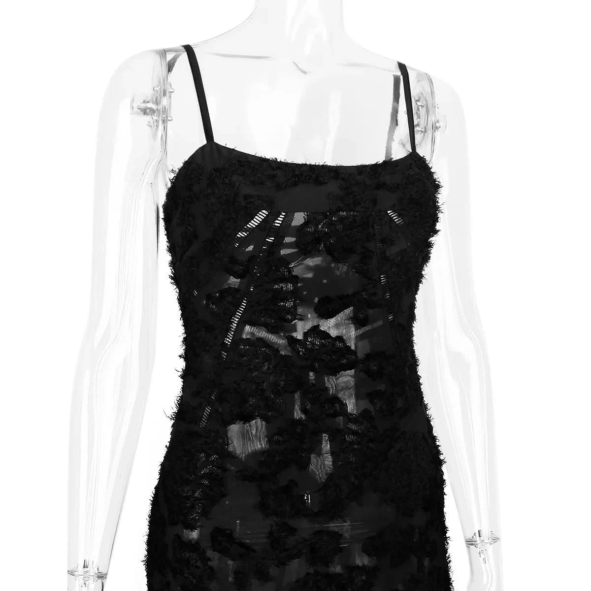 Sexy Lace Jacquard See Through Women Dress Sleeveless Tie Up Backless lace Long Dress Summer Party Ladies Bandage Party Dress - M & M Global