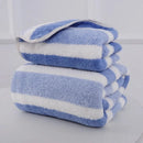 Soft Striped Bath Towel Set - Quick-Drying Absorbent Microfiber Face & Hand Towels for Bathroom, Home Spa - 70x140cm & 35x75cm - M & M Global