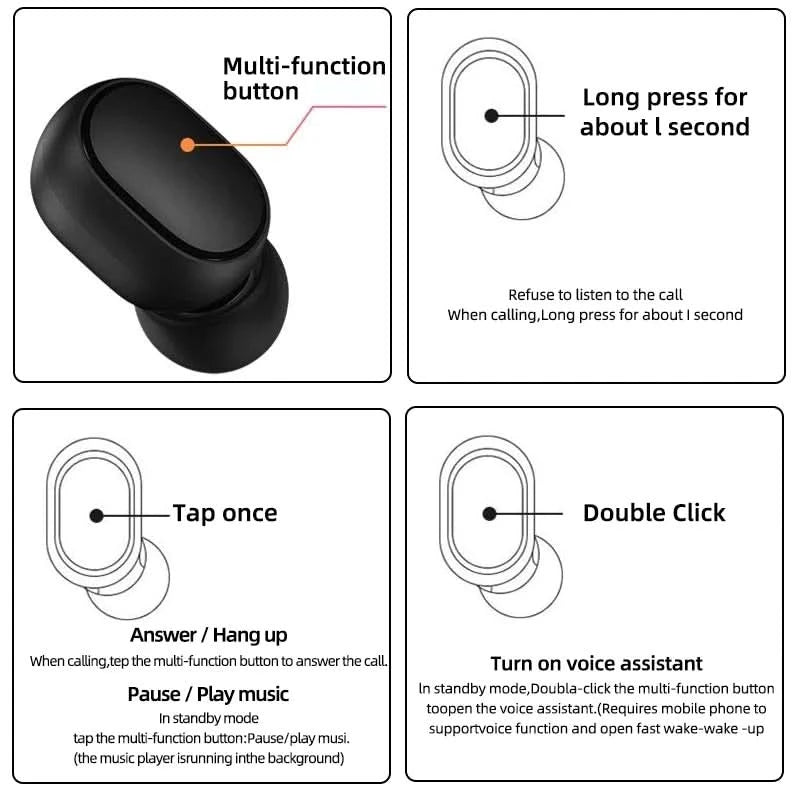 Xiaomi Redmi Airdots 2 Bluetooth Earphones Sport Music Gaming Outdoor Mini Wireless Headset with Mic Headphones In Ear Earbuds - M & M Global