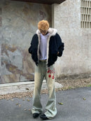 2025 Y2k American new Jacket  Retro Woolen Collar Hoodeds Cotton Plush Men Street Hip Hop Gothic Harajuku Oversize Jacket Coat