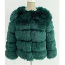 DEAT Fashion Orange Imitation Fox Fur Grass Coat Women's Round Neck Plush Thick Jacket Winter New 7A1578