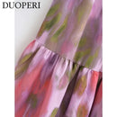 DUOPERI Women Fashion Printed V-Neck Backless Midi Camisole Dress Female Chic Lady Casual Long Dress - M & M Global