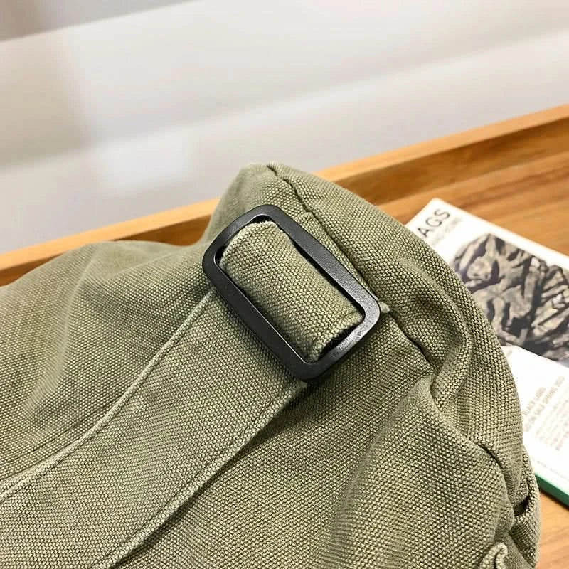 Vintage Style Canvas Messenger Bag Casual Travel Crossbody Bag Retro Large Capacity Shoulder Bag Multi Pocket Shoulder Bag - M & M Global