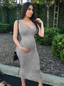 Summer Casual Sexy Square Neck Sleeveless Women's Dress