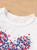 Summer toddler Girls' Clothing Sets Heart Print Short-Sleeved Tops Colorful hearts Tutu Skirt 2Pcs Outfits Valentine's Day Gift - M & M Global