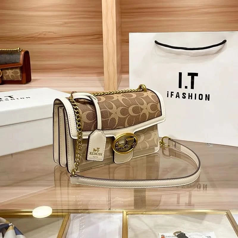 Light luxury women's bag 2025 new high-end color contrast single shoulder underarm bag designer fashionable crossbody small squa - M & M Global