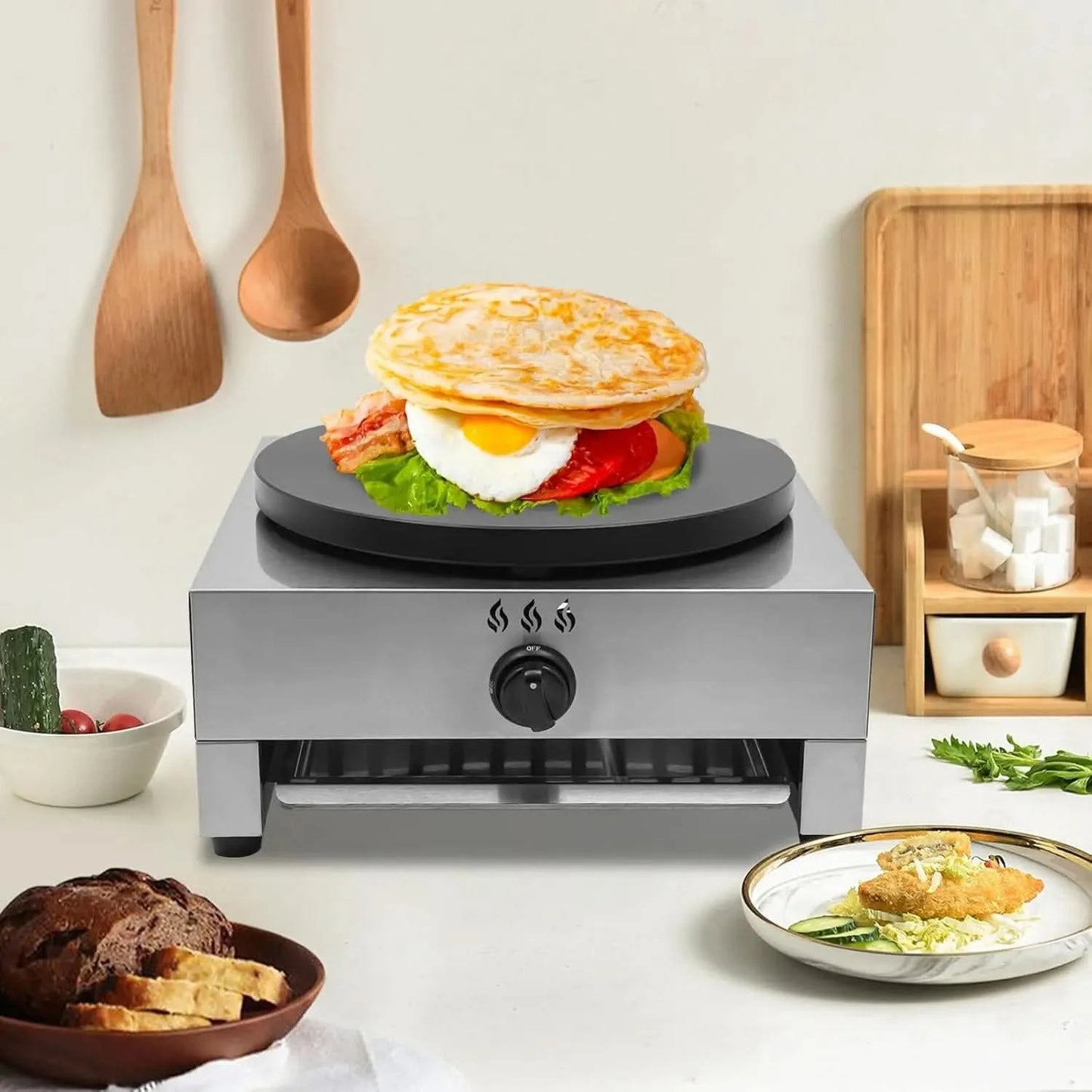 Commercial Pancake Maker 16-Inch Pancake Grand Oven Plate Stainless Steel Aluminum Countertop Pancake Maker Gas Pancake Oven for - M & M Global