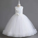 Girls' Sequin Pearl Princess Dress 5-14 Years Old Flower Decal Sleeveless Temperament Long Dress Halloween Banquet Fashion Dress - M & M Global