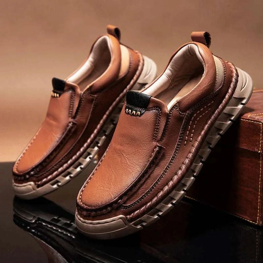 2024 Retro Loafer Genuine Split Leather Classic Shoes Sewing Comfortable Men Casual Slip-on Club Party Shoe Spring Summer - M & M Global