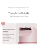 Women's 2-in-1 Dual-Head Electric Razor Painless Bikini Trimmer Wet/Dry Use Detachable Head for Ladies Pubic Hair Shaver