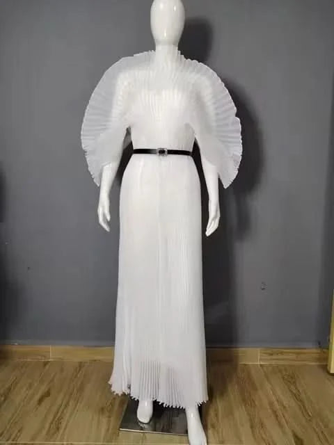 YUDX Pleated 2024 Fall New Handmade Pleated Women's Dresses Loose Plus Size Women's High Smocked Dress Long Dress - M & M Global
