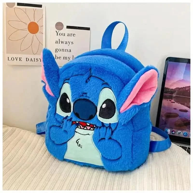 New Disney Plush Backpack Ins Japanese Blue Stitch Funny Cartoon Large-Capacity Student Backpack Kindergarten Bag Child Gift - M & M Global