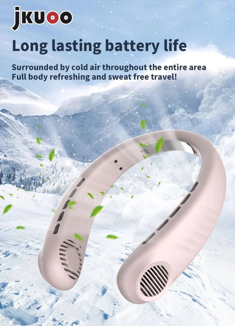 Summer Hot Deal Neck Fan 5-Level Speed Flexible Silicone Families/Travelers/Campers - Beach/Hiking/Outdoor Cooler Limited Offer - M & M Global