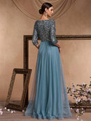 Luxury Floor Length V-Neck Evening Dress 2025 Women Elegant Party Maxi Dress Sequin Short Sleeves Prom Cocktail Gown