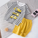 Short Sleeve Tshirt+Shorts New Style Round Neck Cute Print Tees 2 Piece Wear For Boys And Girls 2025 Summer Hot Selling Sets - M & M Global