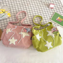 Women Star Pattern Corduroy Crossbody Bag Casual Tote Lady Fashion Large Capacity Shoulder Bag Girl Travel Messenger Bag Handbag - M & M Global