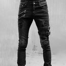 Retro Moto Biker Straight Elastic Jeans Men Zipper Hole Streetwear Punk Skinny Denim Cargo Pants Pantalones Hombre Y2K Clothing - M & M Global
