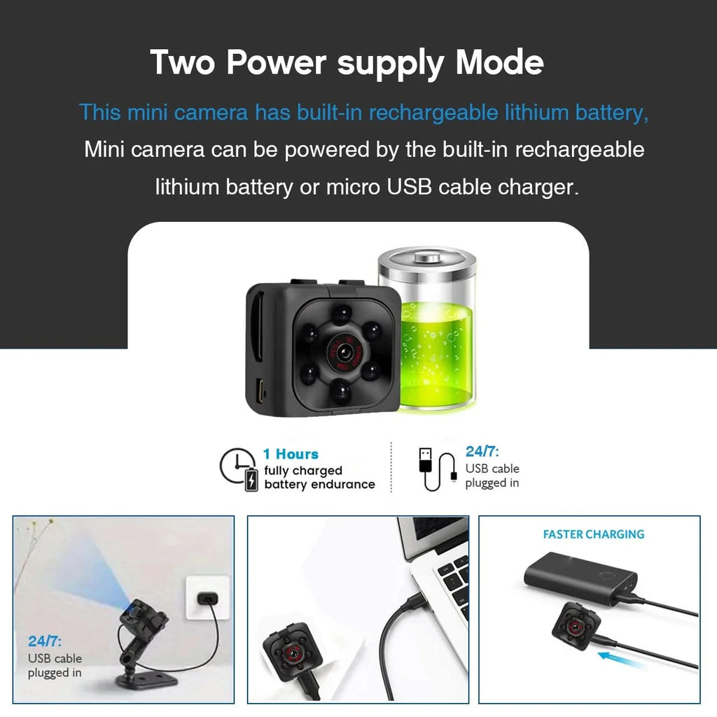 Mini Camera, samall Camera 1080P, Nanny Cam Full HD with Night Vision Motion Activation for Indoor Outdoor Covert Security - M & M Global