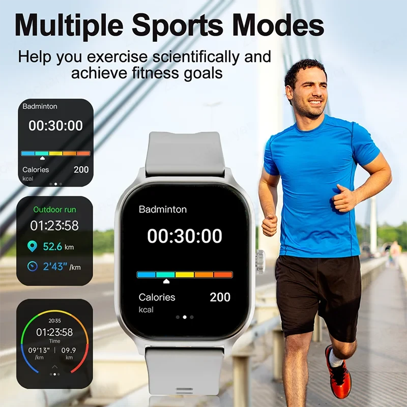 Smart watch with full touch screen, call, message reminder and other functions, compatible with iPhone/Android phones